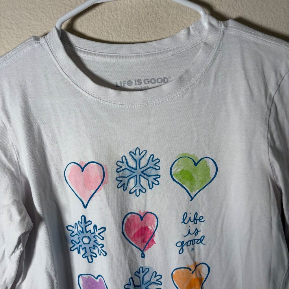 Life is Good T-Shirt Women's Small Crusher Snow Watercolor Long Sleeve Crew Neck - Picture 3 of 8